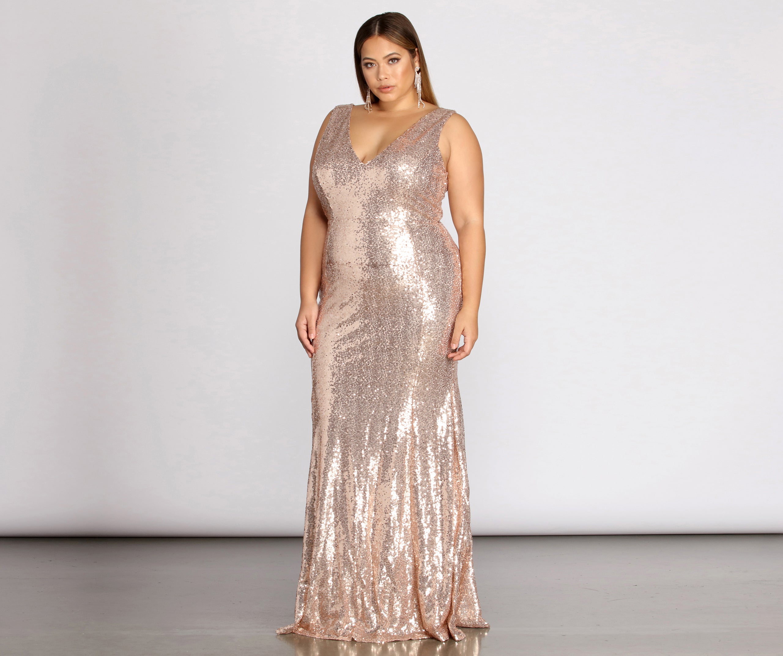 windsor rose gold sequin dress