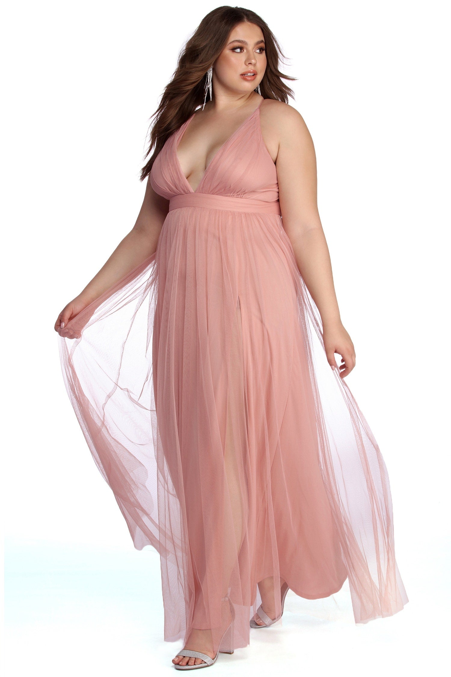 pleated tulle formal dress