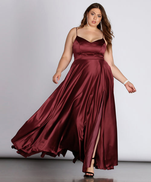 Daria Formal High Slit Satin Dress & Windsor