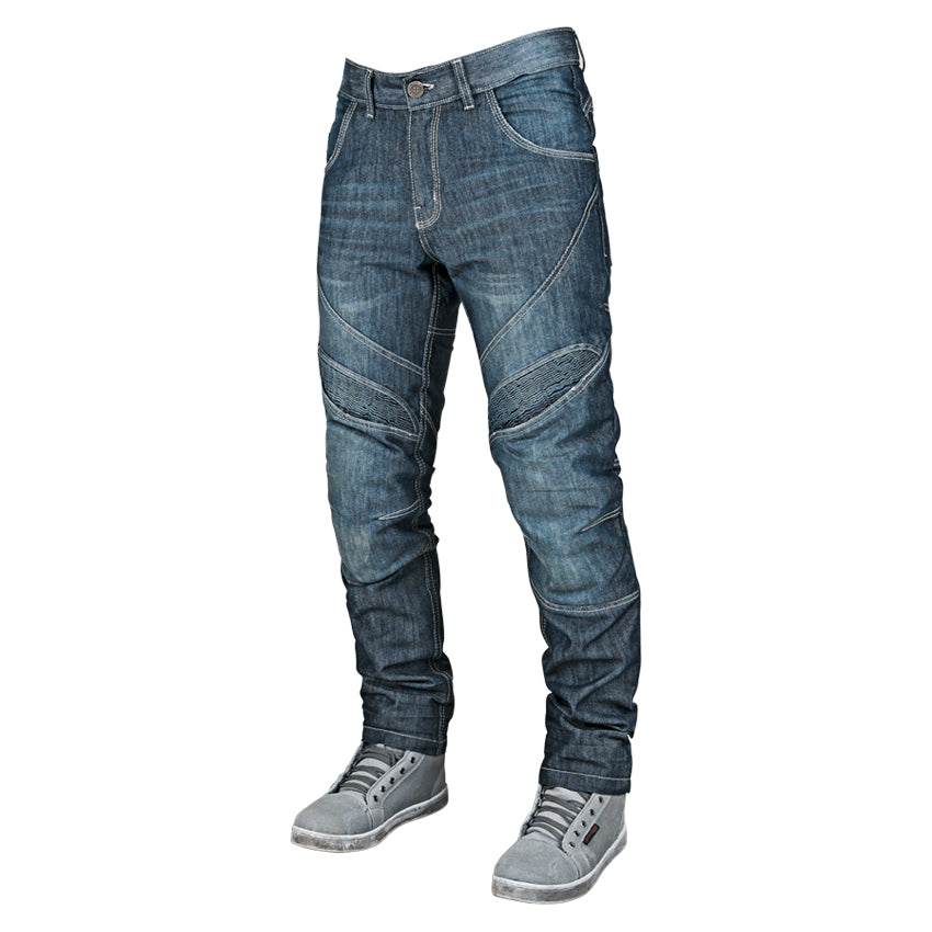 Men's Blue Motorcycle Jeans 300gsm Knitted Protection w/ CE Armour