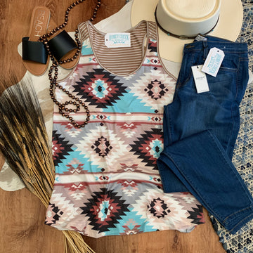 Taupe Aztec Racerback Tank