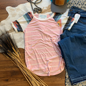 Blush Stripe Raglan Top