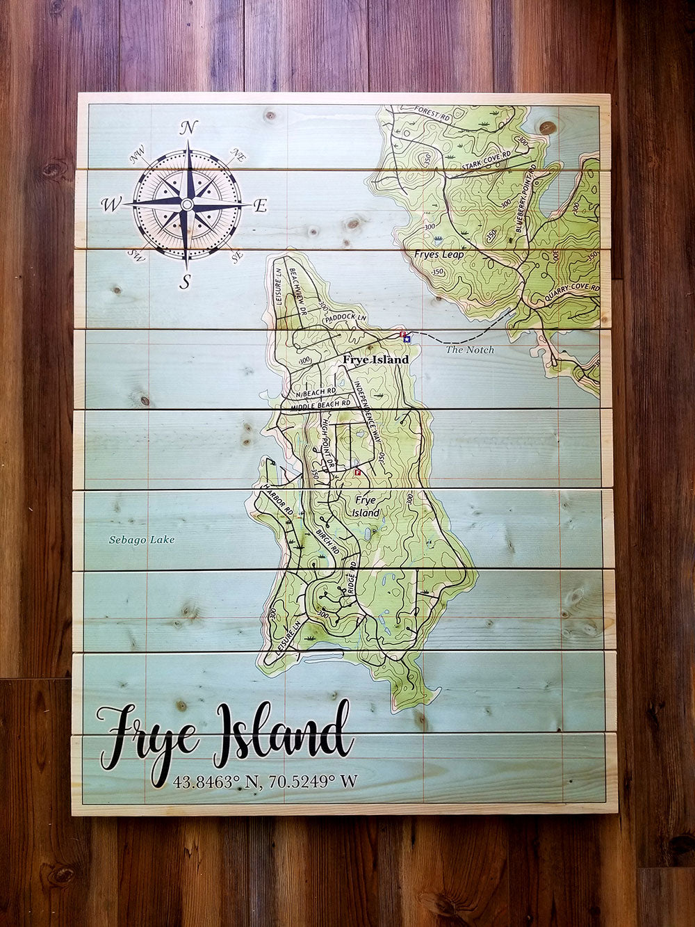 Frye Island, ME Statement Sized Pallet Map MapMom