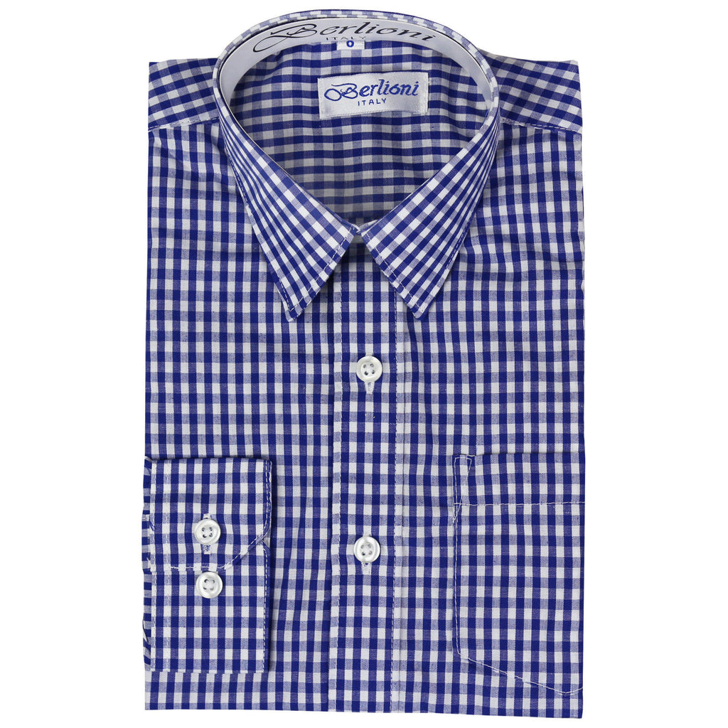 Boy's Checkered Dress Shirt | N°AW-1087-3 | Royal Blue – Berlioni Shirts