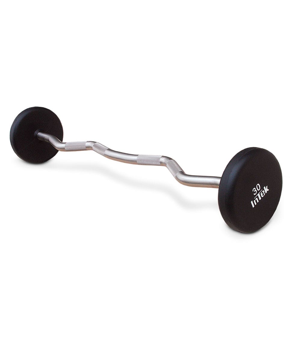 InTek Strength Armor Series Solid Urethane Fixed EZ Curl Barbell - Barbell Flex