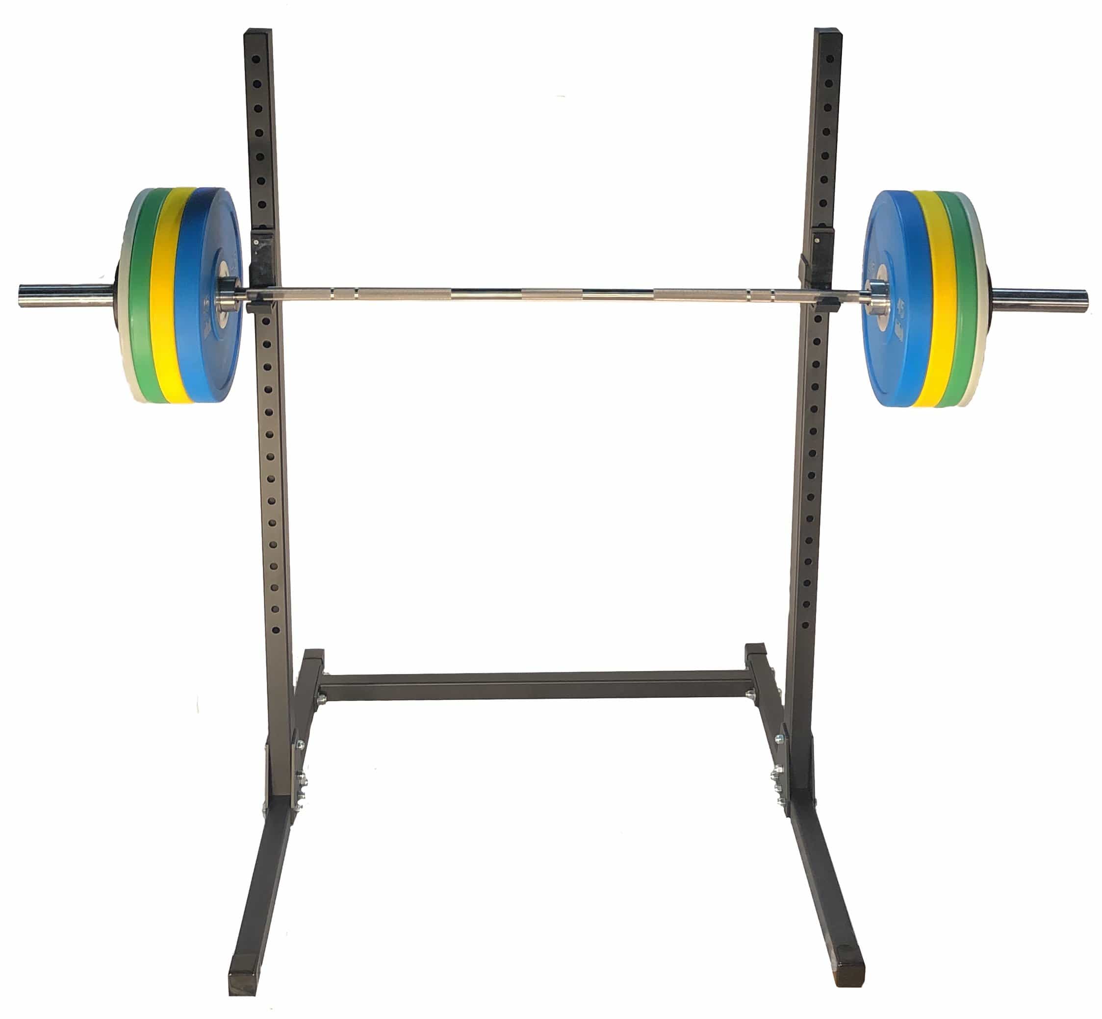 InTek Strength Kraft Steel Squat Stand & Raw Bar w/ Armor Colored Bumper Kit - Barbell Flex