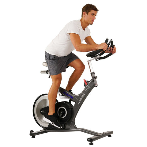 Sunny Health & Fitness Lancer Cycle Exercise Bike - Magnetic Belt Rear Drive Commercial Indoor Cycling Bike - Barbell Flex