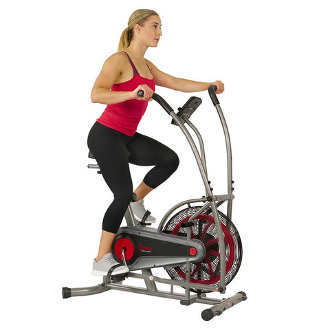 Barbell Flex Sunny Health & Fitness Motion Air Bike, Fan Exercise Bike with Unlimited Resistance and Device Holder - Barbell Flex