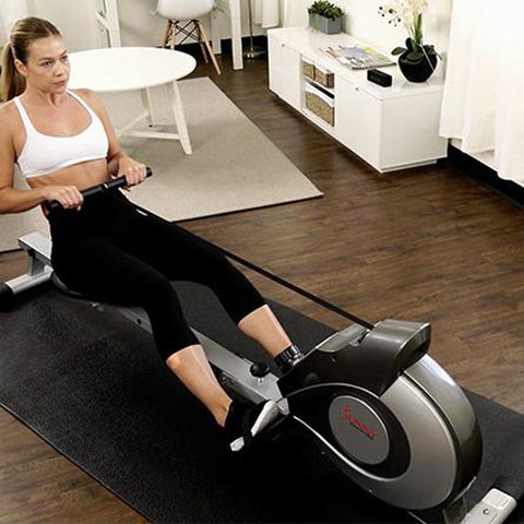 Sunny Health & Fitness Magnetic Rowing Machine Rower w/ LCD Monitor - Barbell Flex