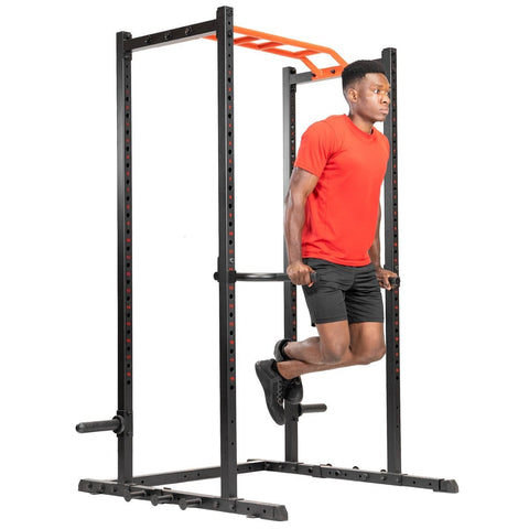 Sunny Health & Fitness Dip Bar Attachment for Power Racks and Cages - Barbell Flex