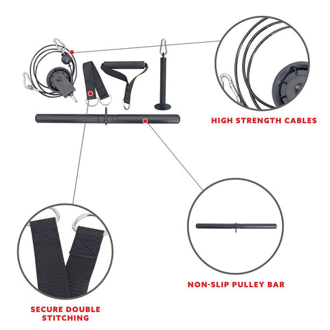 Sunny Health & Fitness Lat Pulldown Attachment for Power Racks and Cages - Barbell Flex