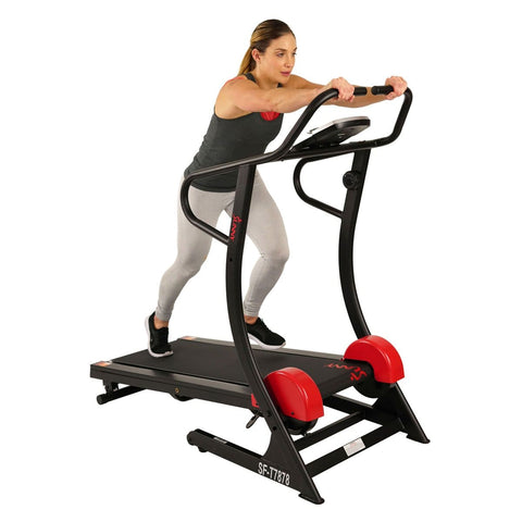 Sunny Health & Fitness Cardio Trainer Manual Treadmill w/ Adjustable Incline, 300+ lb Capacity - Barbell Flex