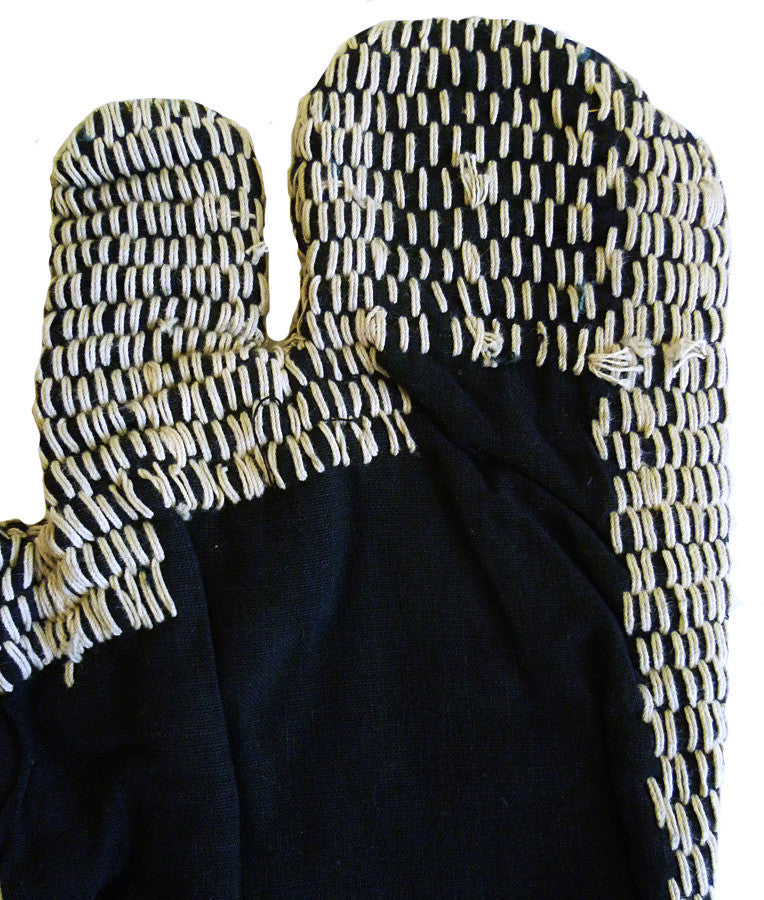 Sri | A Pair of Heavily Sashiko Stitched Work Gloves: Rural Work Gear