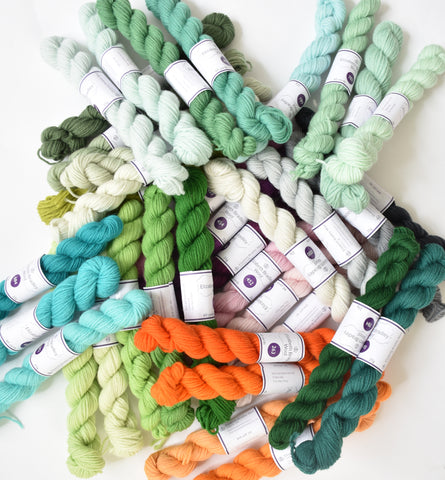 Pile of Elizabeth Bradley tapestry wool hanks