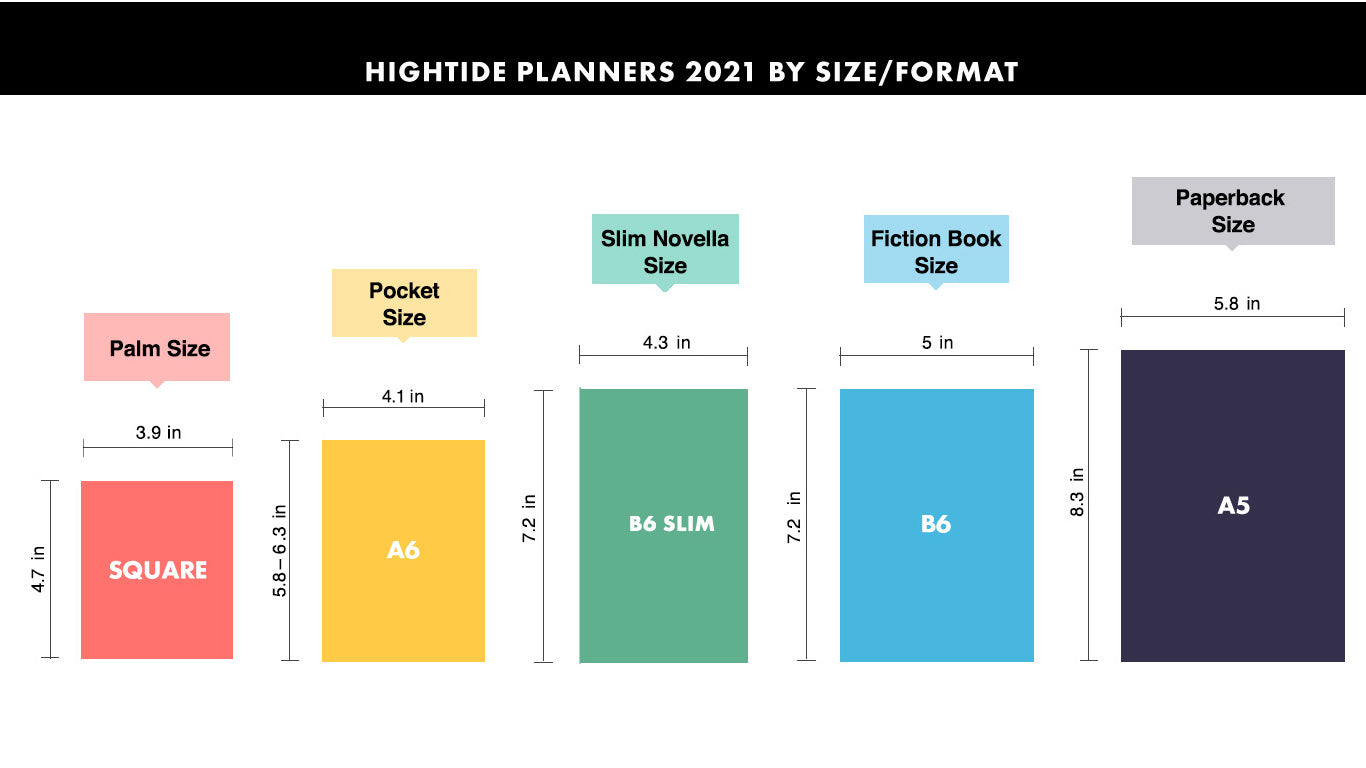 hightide planners 2021 size chart