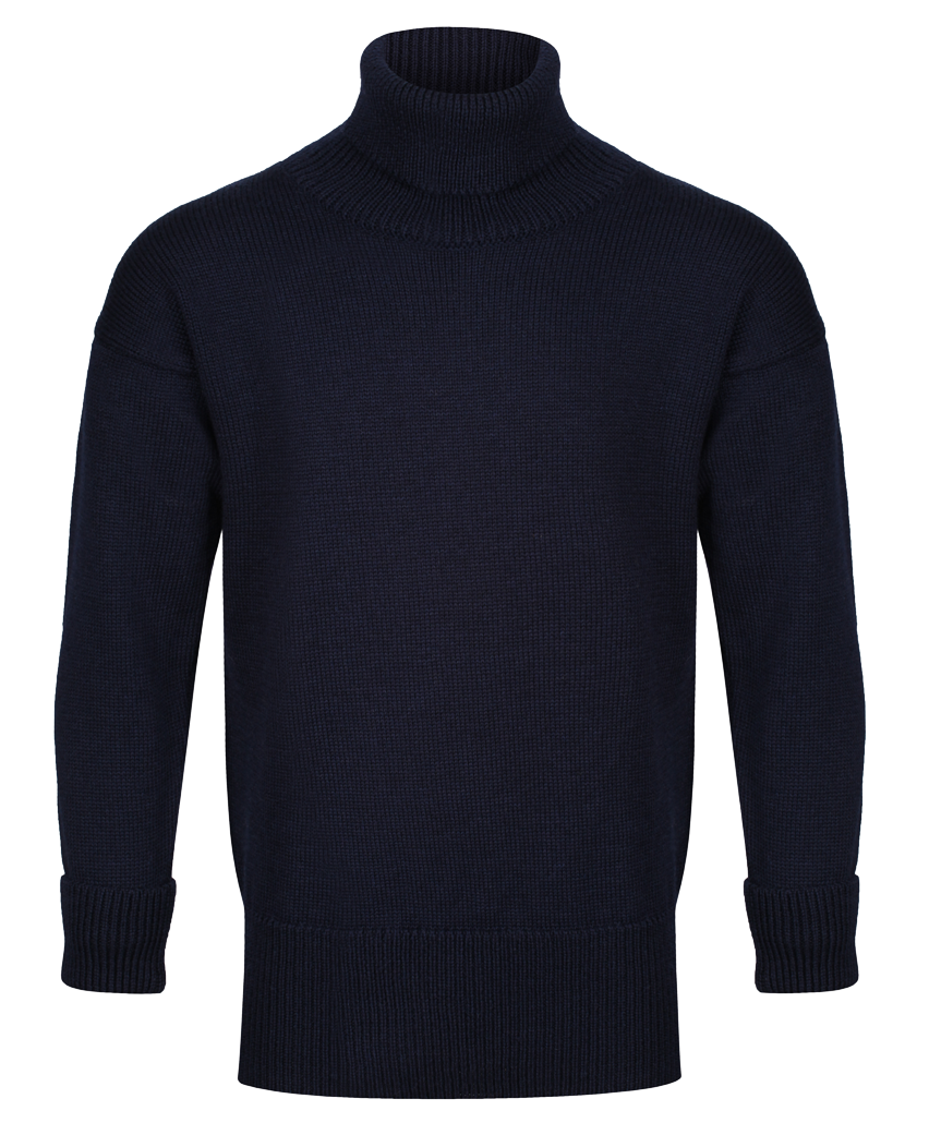 black cable knit polo neck