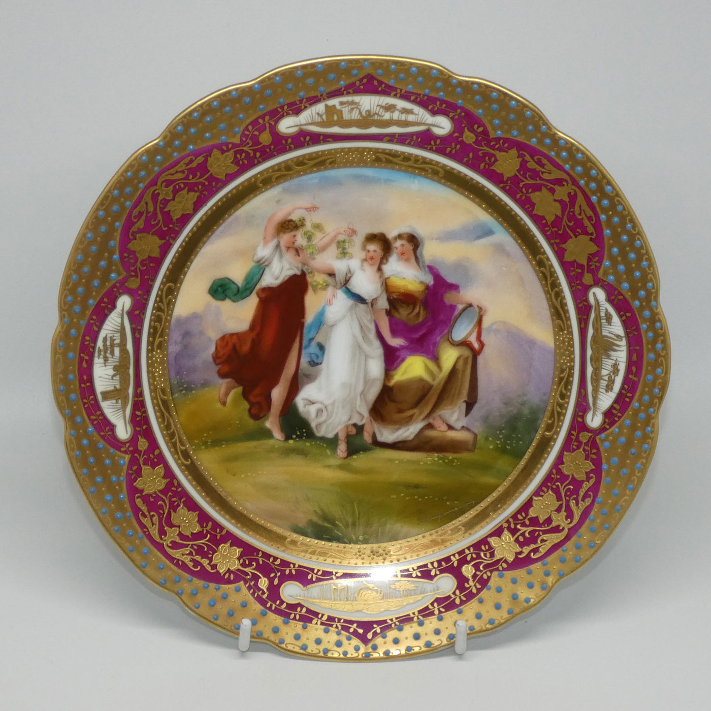 Royal Vienna Plate 3 Three Maidens Signed Kaufmann Roundabout