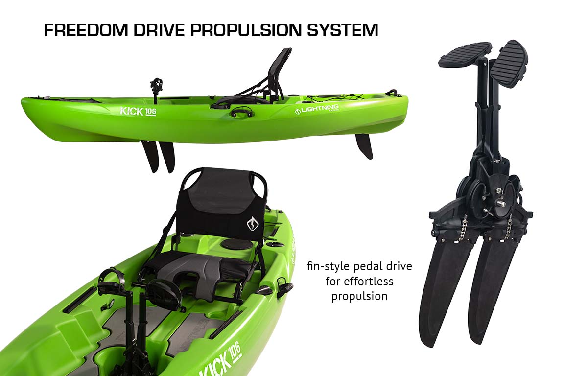 Kick 106 Pedal Drive Kayak Hi-Vis - Lightning Kayaks