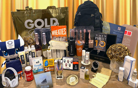 The whole gift basket at Gold Meets Golden.