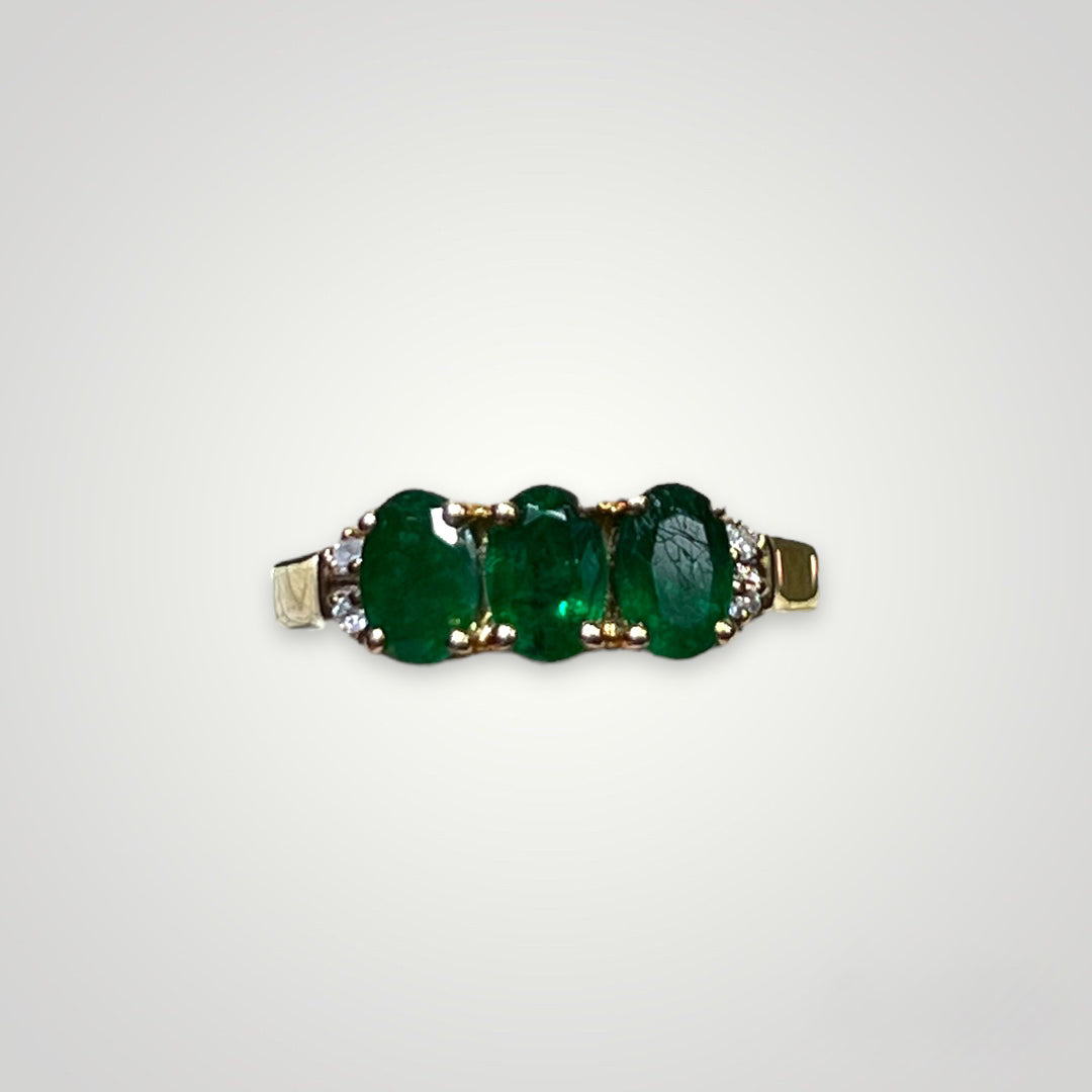 3 Stone Emerald Ring