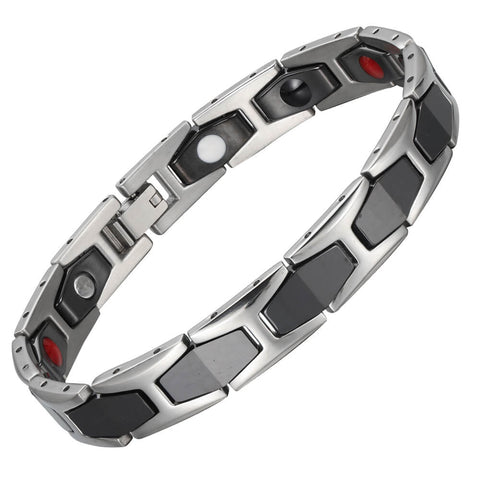 Buy ZIVOM® White Ceramic Silver 316L Stainless Steel Magnetic Bracelet For  Men at Amazon.in