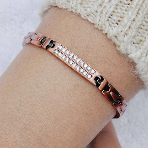 copper bracelet with diamante