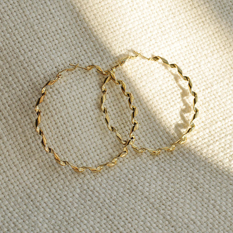 gold twist hoop earrings 