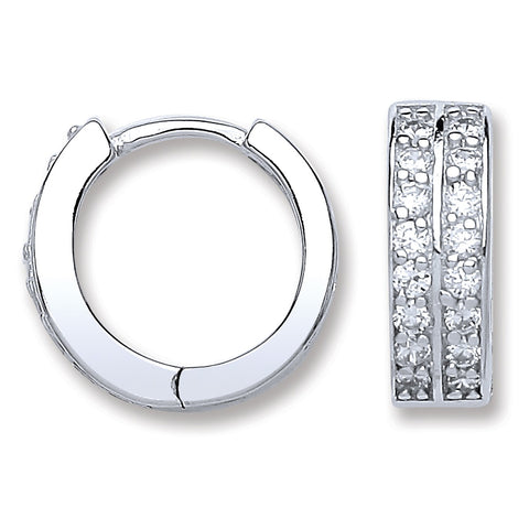 sterling silver and cubic zirconia huggie earrings