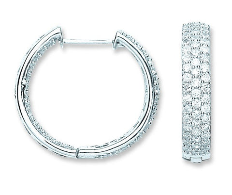 silver hoops with diamante