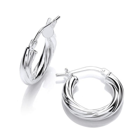 silver twist hoop earrings