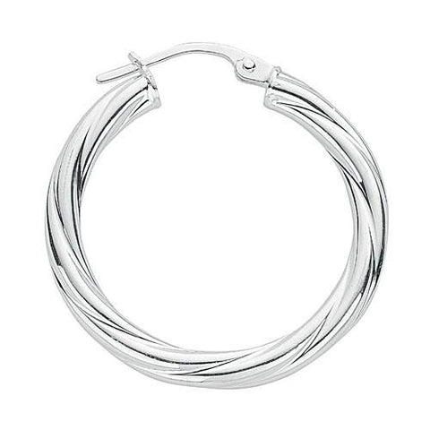 twisted hoop earrings silver