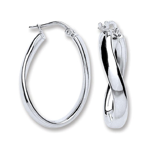 silver oval hoop earrings