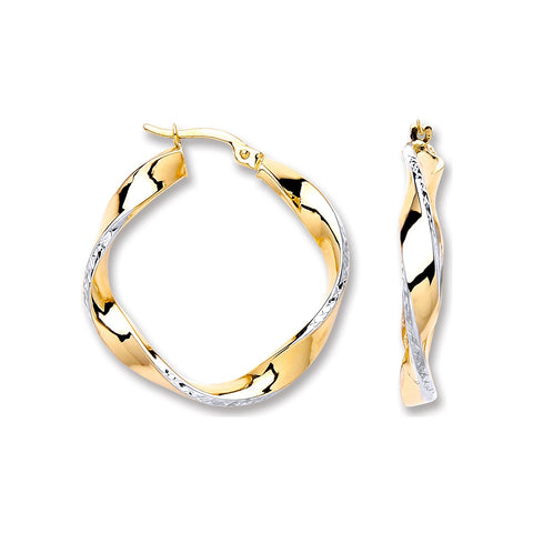 white gold twist hoop earrings