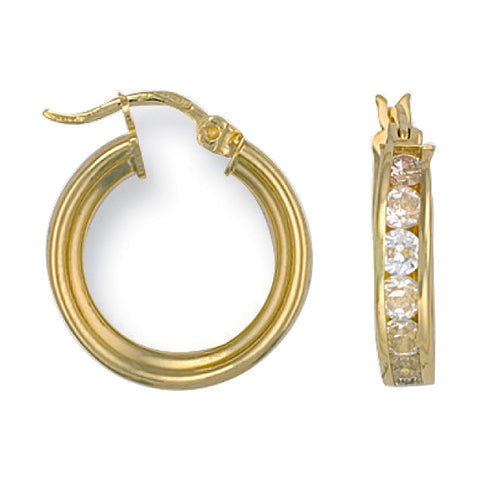 cubic zirconia hoop earrings gold 