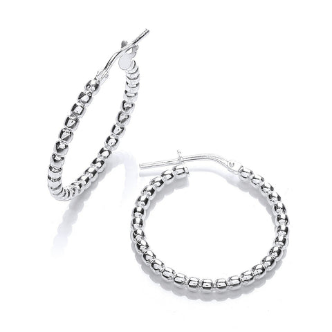 silver beaded hoop earrings