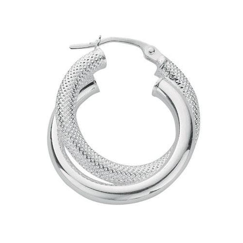 silver textured hoop earrings