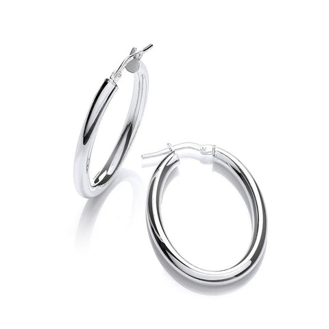 silver oval hoop earrings