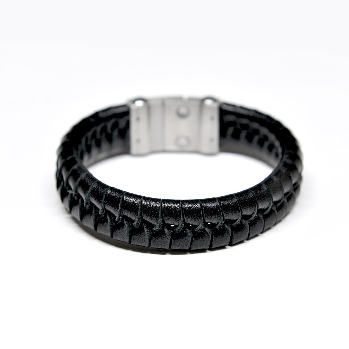 Mens genuine leather bracelet in gun metal grey ALPHA designer brand -  DEMI+CO Jewellery