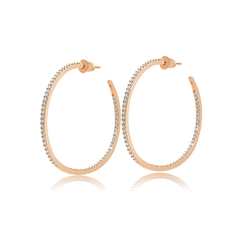 Large Handmade 9ct Rose Gold Hammered Hoop Earrings Sargisons Jewellers