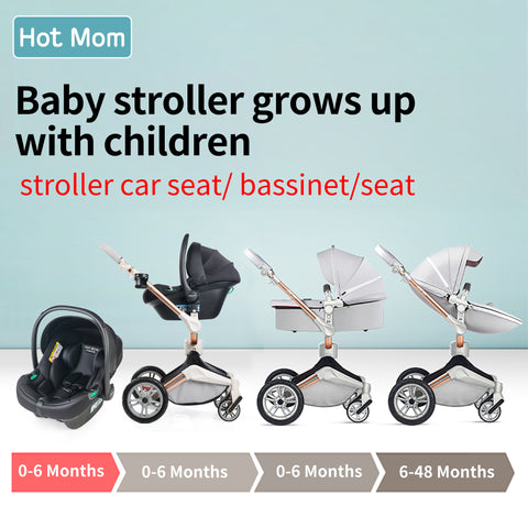 Hot Mom - Cruz F023 - 3 in 1 Baby Stroller - Grey