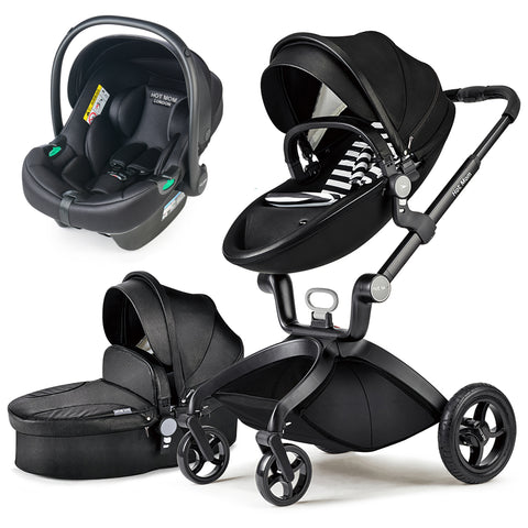 Hot Mom - Elegance F022 - 3 in 1 Baby Stroller - Black