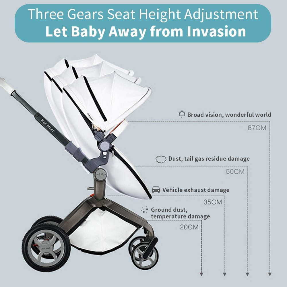 Hot Mom - Elegance F022 - 3 in 1 Baby Stroller - Grid with grey car seat