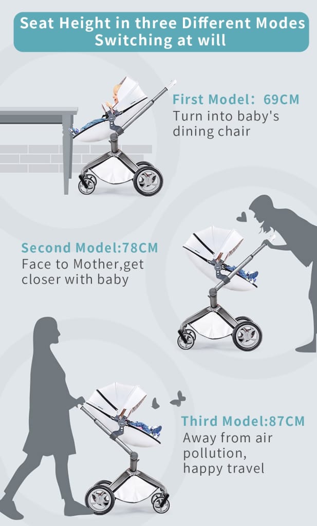 Hot Mom - Elegance F022 - 2 in 1 Baby Stroller - Grid
