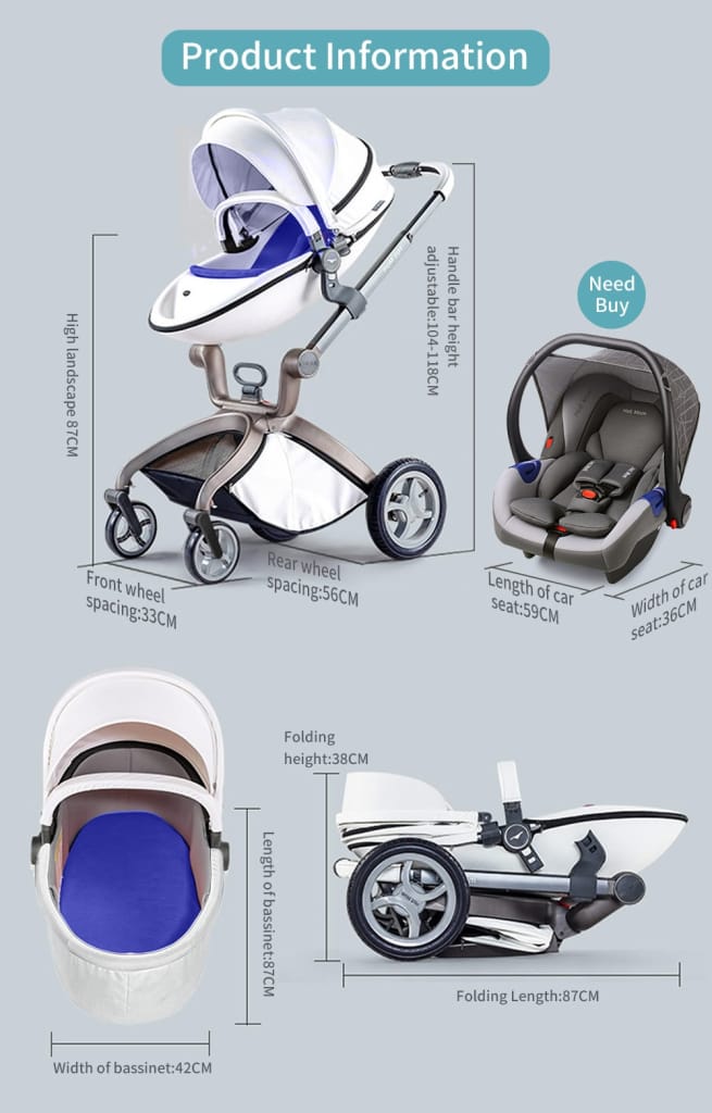 Hot Mom - Elegance F022 - 2 in 1 Baby Stroller - Grid