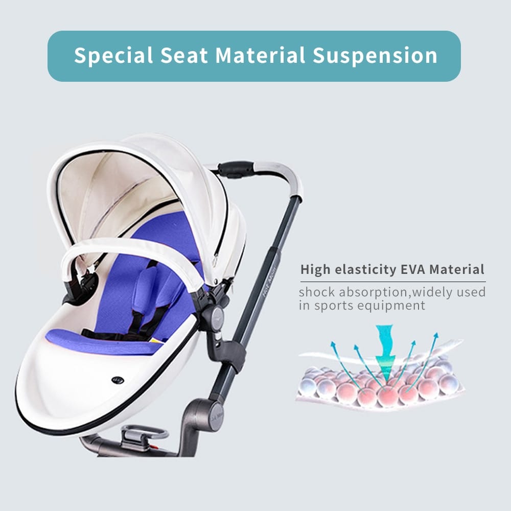 Hot Mom - Elegance F022 - 3 in 1 Baby Stroller - Grid with grey car seat