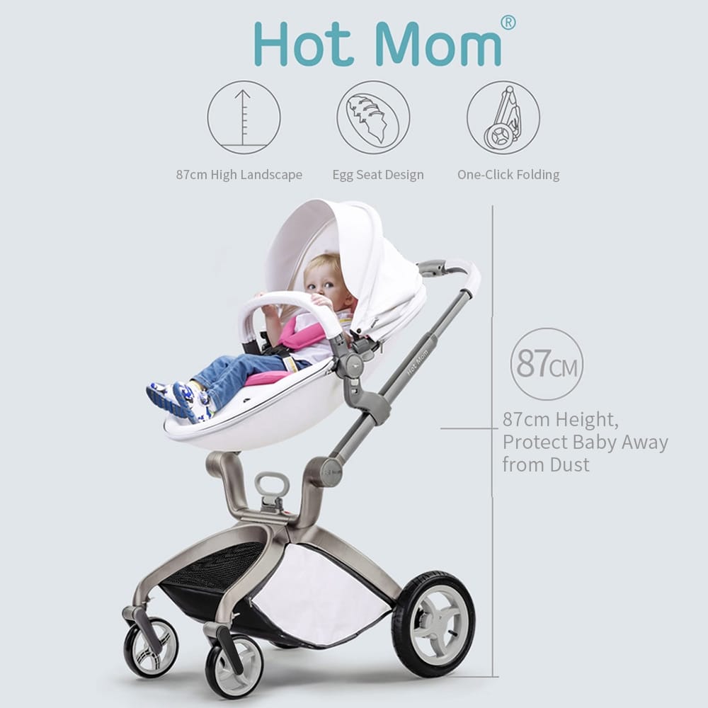 Hot Mom - Elegance F022 - 2 in 1 Baby Stroller - White