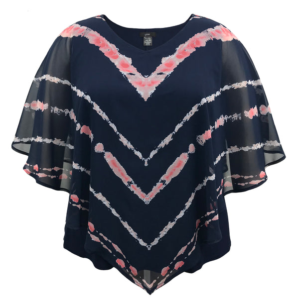 Women's Tie-Dye Double-Layered Chiffon Poncho Top