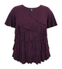 Women's Crew Neck Short Sleeve Ruffle Top