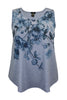 Women's Blue Floral Crew Neck Printed Tank  Top