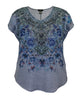 Necklace V-Neck Dolman Short Sleeve Print Top